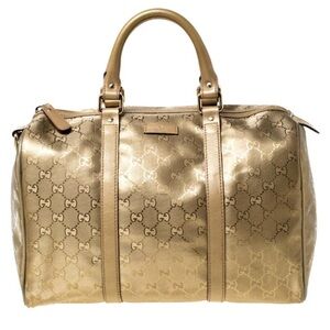 Gucci Boston Bag Satchel Gold Metallic